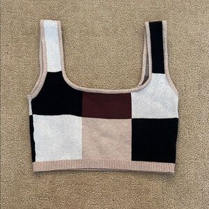 12th Tribe Black and Tan Color Block Crop Top